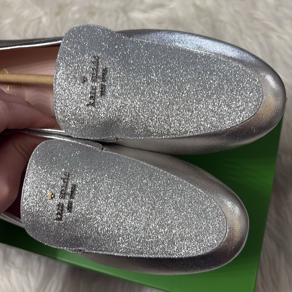 NEW In Box Kate Spade City Lights Metallic Silver Sparkly Loafers Size 9 - Picture 8 of 14